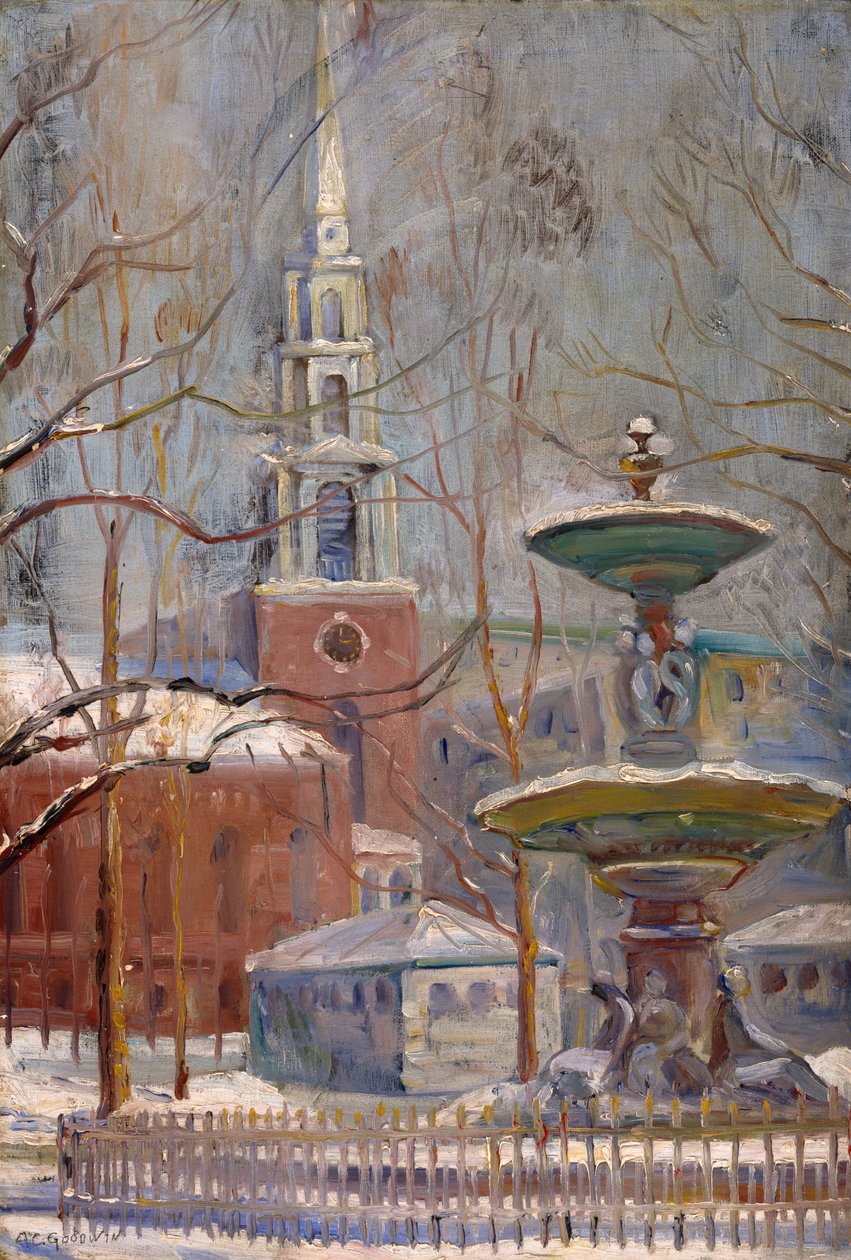 Park Street vid Boston Commons, ca 1910-20 av Arthur Clifton Goodwin