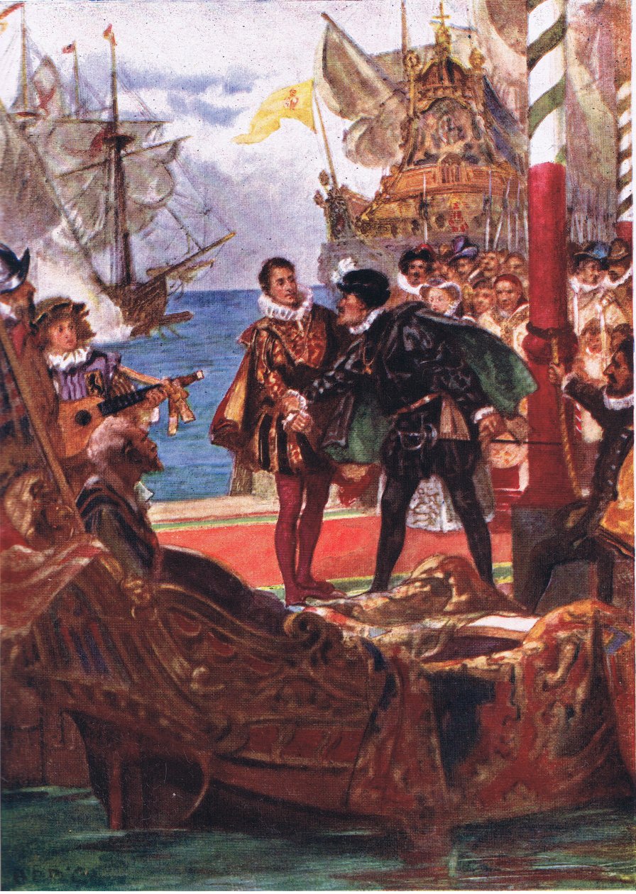 Nej, inte ständerna, köp dig, du, du, illustration från Romance of History: The Netherlands, 1920-talet av Arthur David McCormick