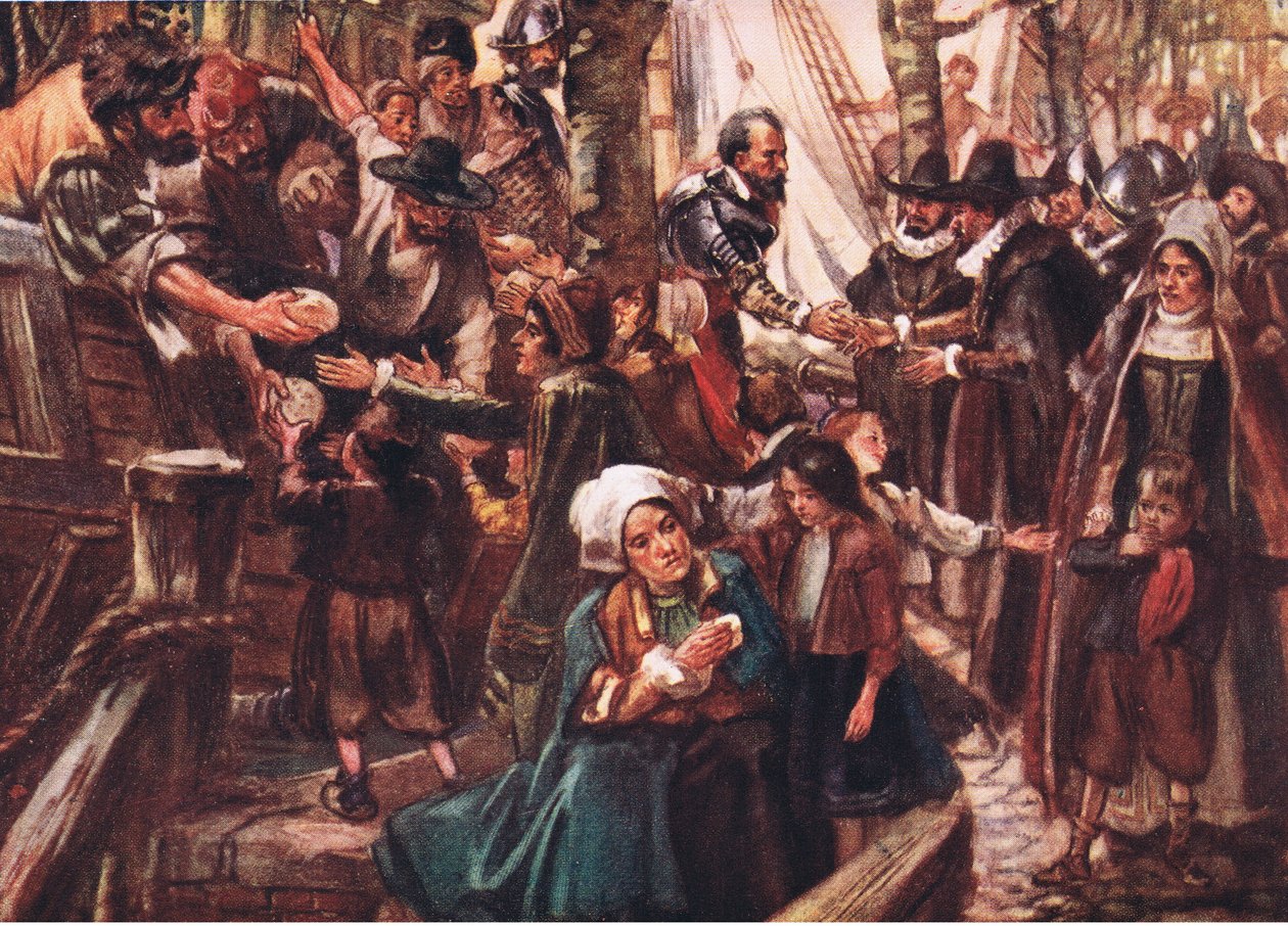 Kajerna kantades av hungrig folk, illustration från Romance of History: The Netherlands, 1920-talet av Arthur David McCormick