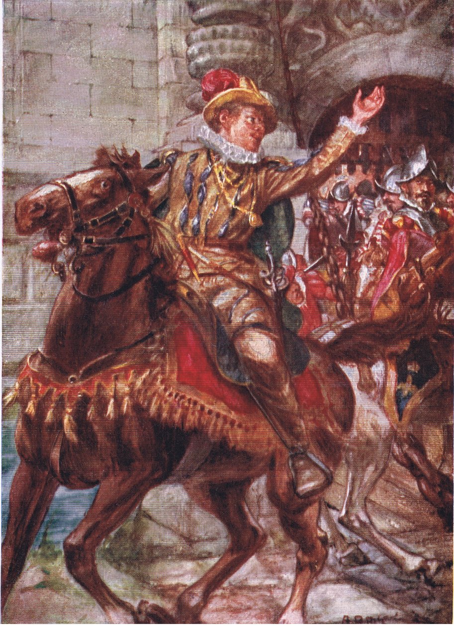 Där är din stad, mina grabbar. Gå och ta den i besittning, illustration från Romance of History: The Netherlands, 1920-talet av Arthur David McCormick