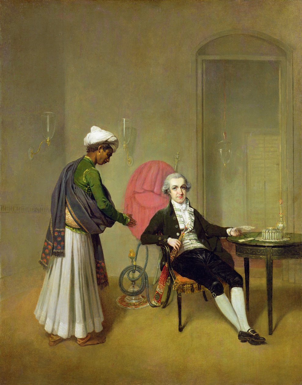 En gentleman, möjligen William Hickey, och hans indiska tjänare, ca 1785 (olja på duk) av Arthur Devis