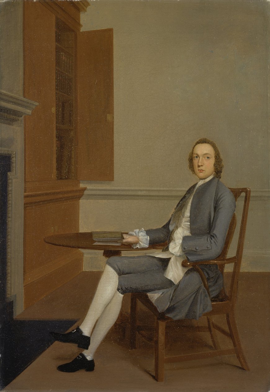 En okänd man sitter vid ett bord, ca 1744-46 (olja på duk) av Arthur Devis