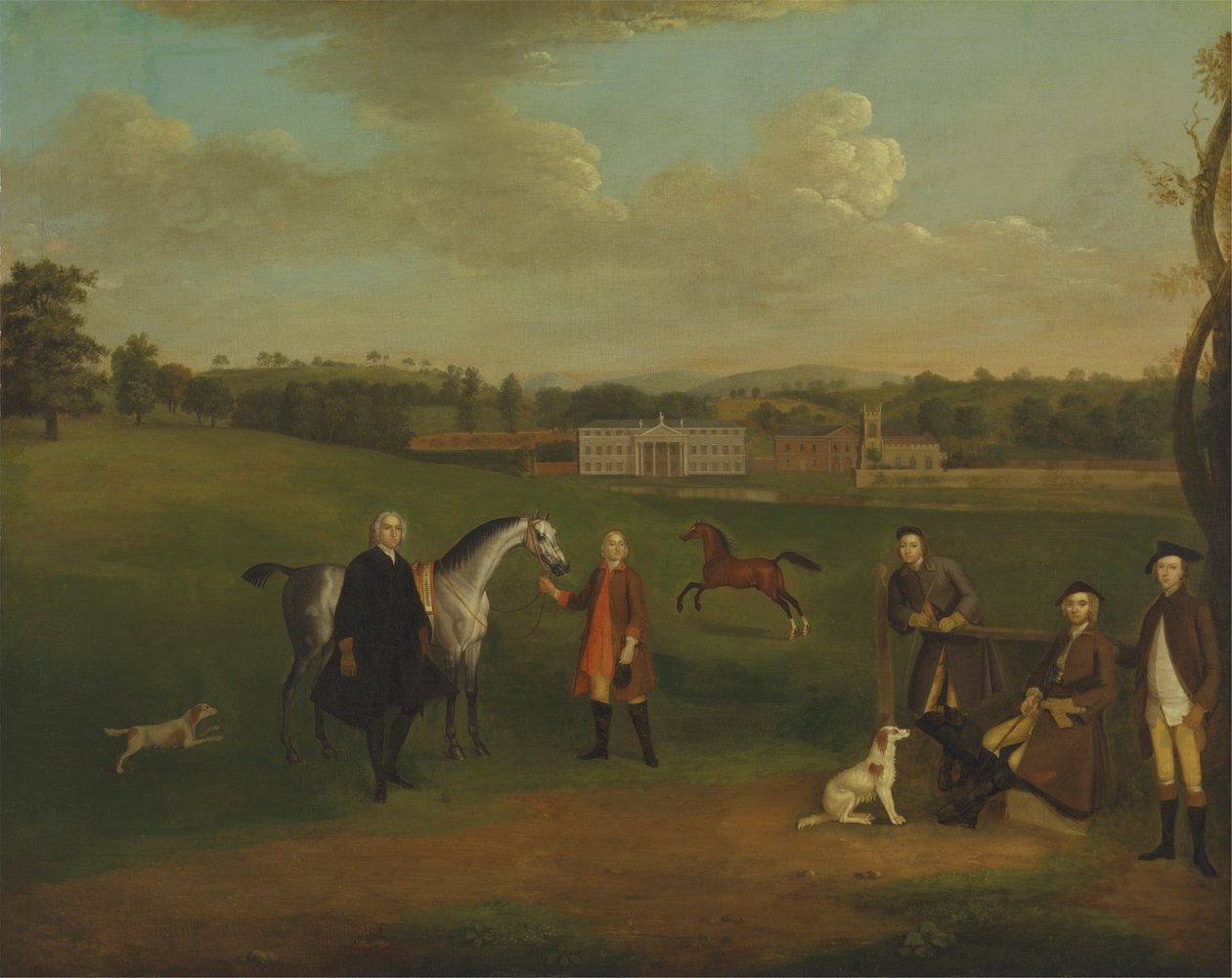 Läcka Okeover, pastor John Allen och kapten Chester i Okeover Hall, Staffordshire av Arthur Devis