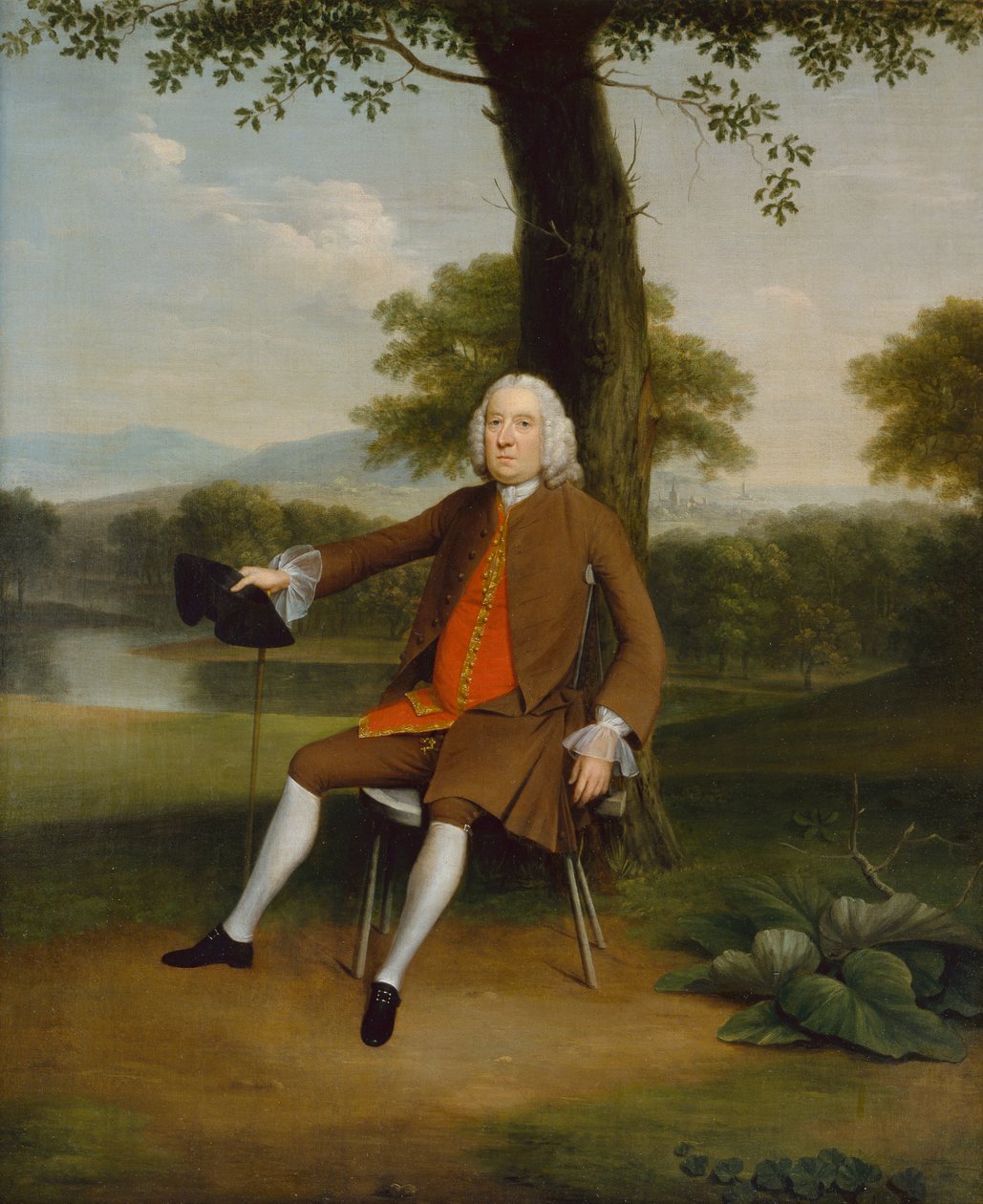 Porträtt av en sittande gentleman (olja på duk) av Arthur Devis