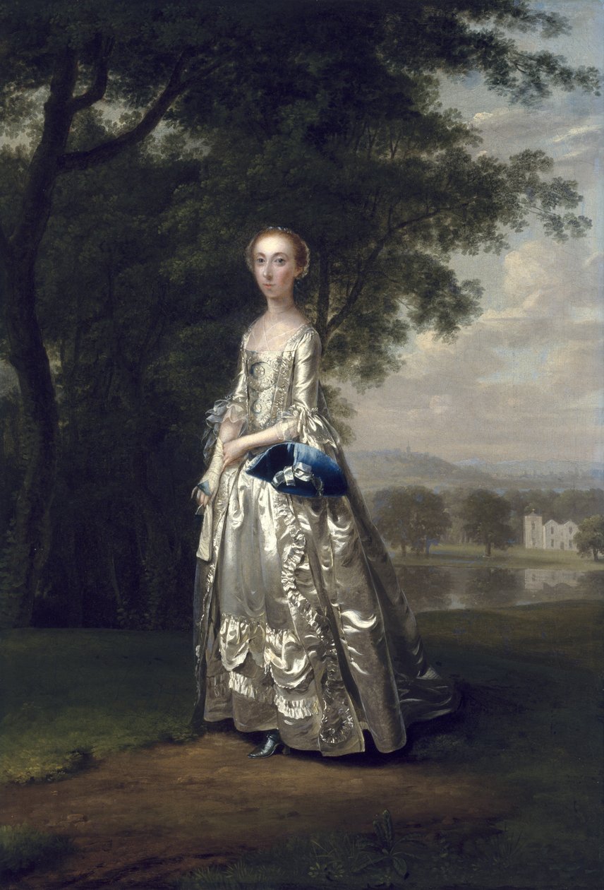 Porträtt av en dam i ett landskap, 1750 av Arthur Devis