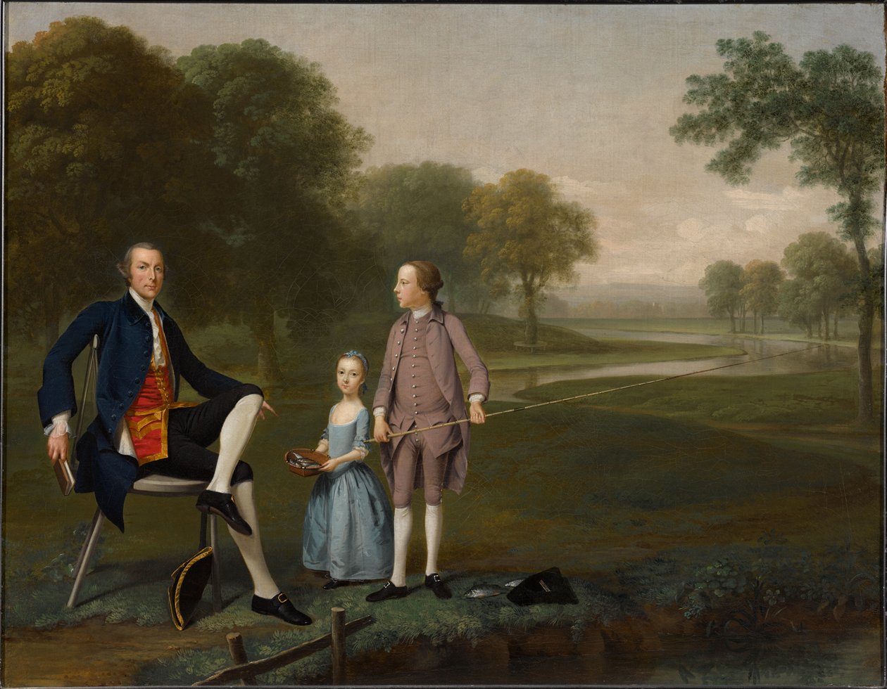 Richard Moreton, Esq. från Tackley med sin brorson och brorsdotter John och Susanna Weyland av Arthur Devis