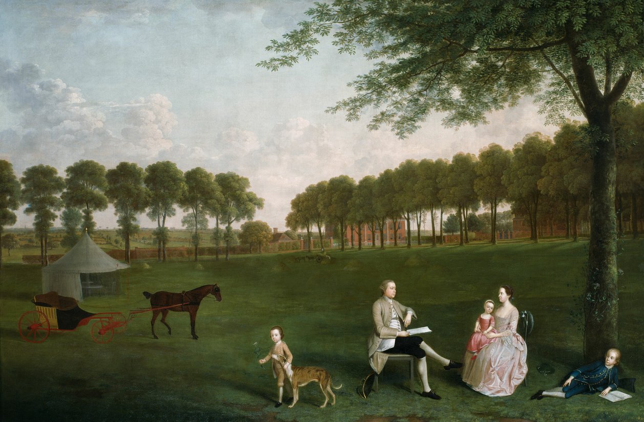 Sir John Shaw och hans familj i parken på Eltham Lodge, Kent av Arthur Devis