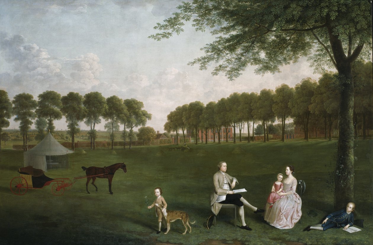 Sir John Shaw och hans familj i parken på Eltham Lodge, Kent, 1761 av Arthur Devis
