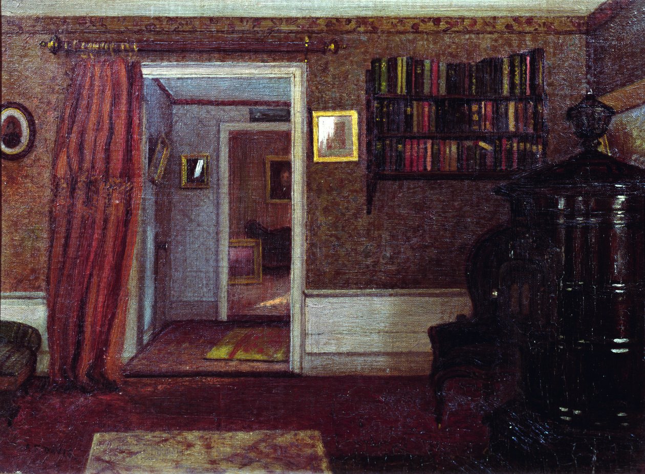Spisen i vardagsrummet, ca 1900 (olja på bräda) av Arthur F. Davies