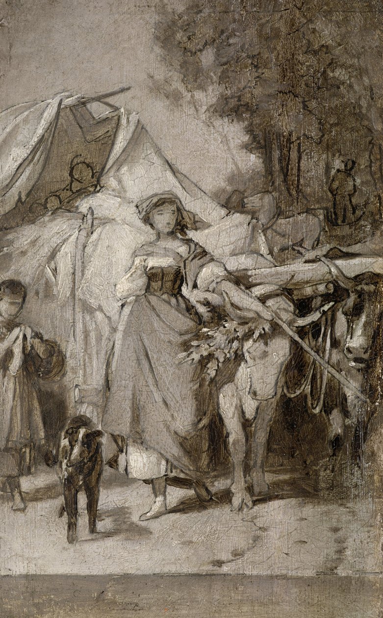 Två grisailles till "Hermann och Dorothea" av Arthur Georg Freiherr von Ramberg