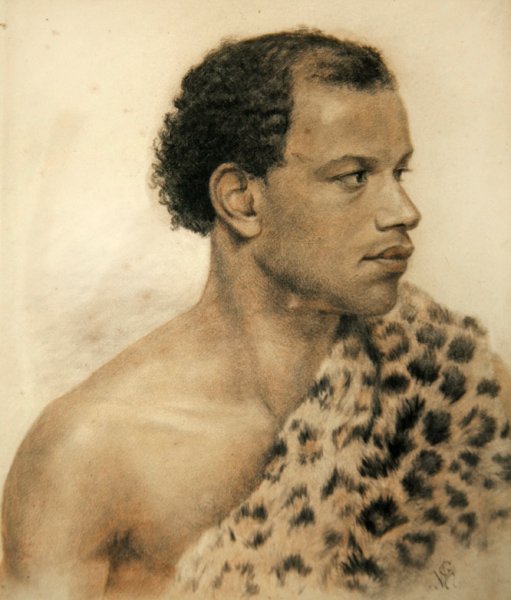 Porträtt av en afrikan (färgade kritor på papper) av Arthur George Walker