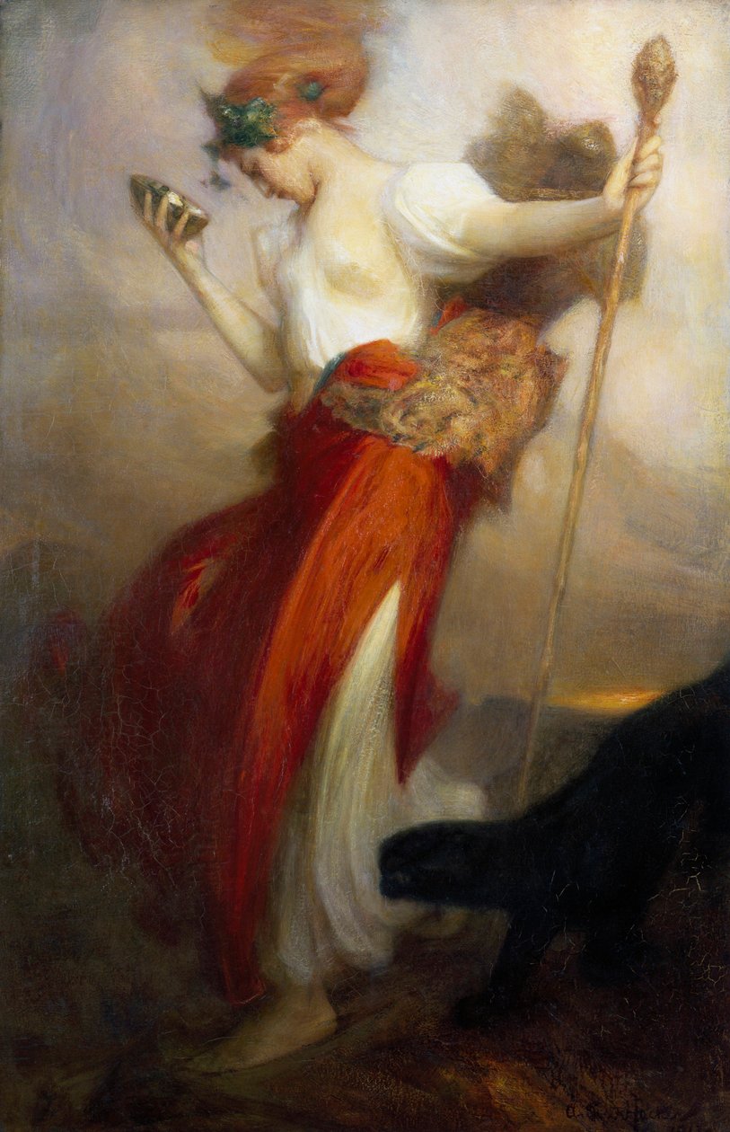 "Bacchanten" Målning av Arthur Hacker (1858-1919) 1913 av Arthur Hacker