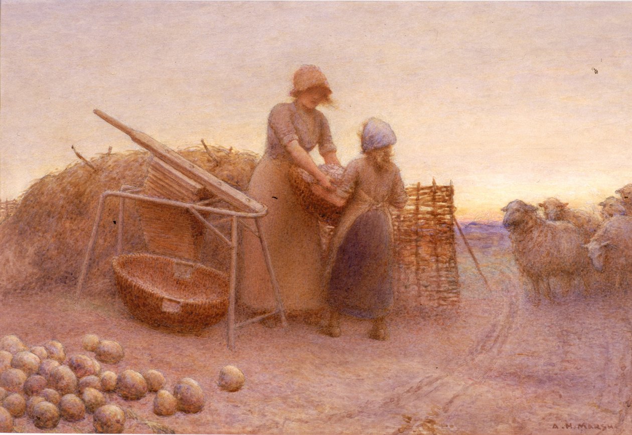 Kålrotsskäraren (akvarell på papper (klistrad på panel)) av Arthur Hardwick Marsh