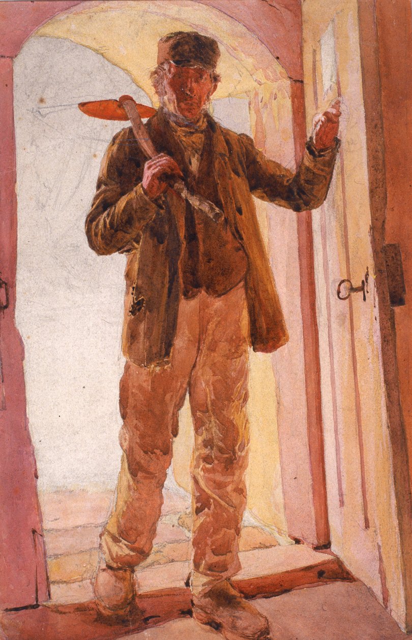 Arbetaren (penna och akvarell på papper (ombord)) av Arthur Hardwick Marsh