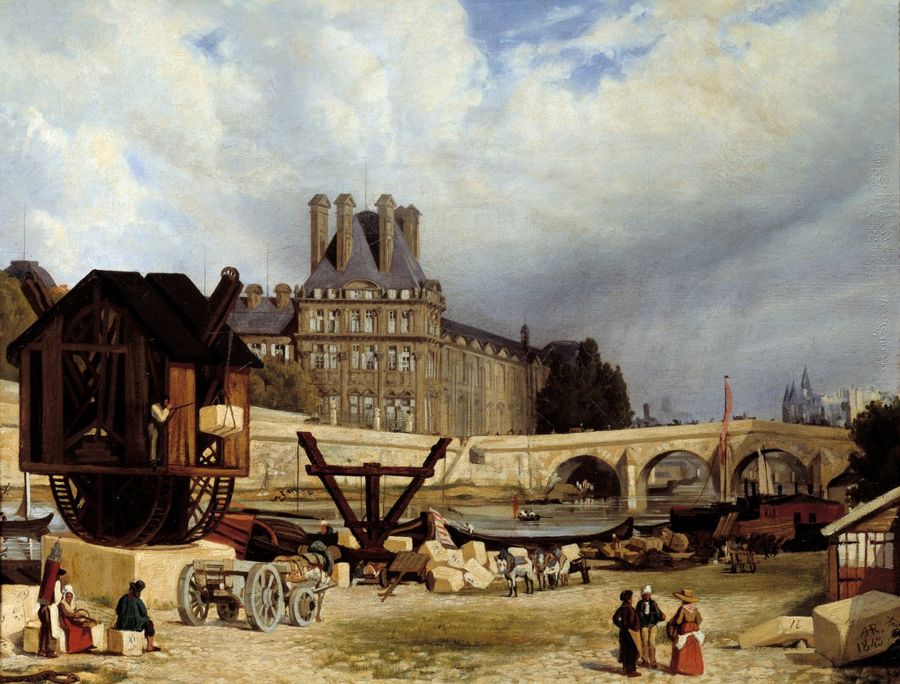 Tuilerierna och Kungliga bron. Målning av Arthur Henry Roberts (1819-1900) av Arthur Henri Roberts