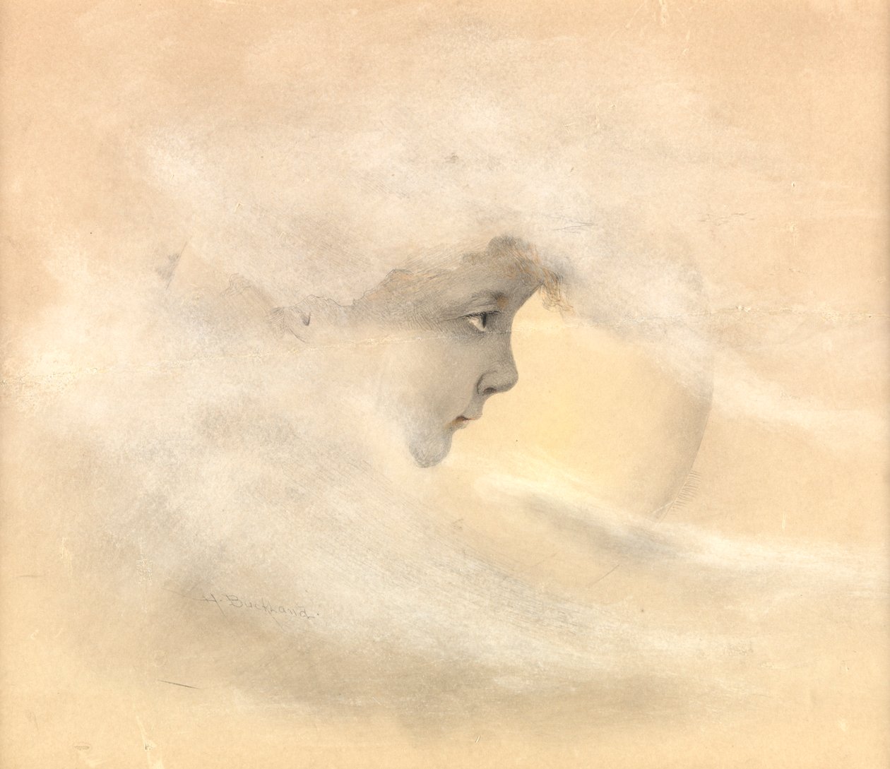 Peter Pan, or Boy in the Moon, c.1910 (penna, penna och bläck, wc på papper) av Arthur Herbert Buckland