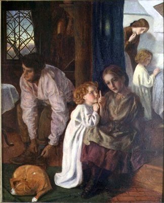 Sovdags, ca 1862 (olja på duk på panel) av Arthur Hughes