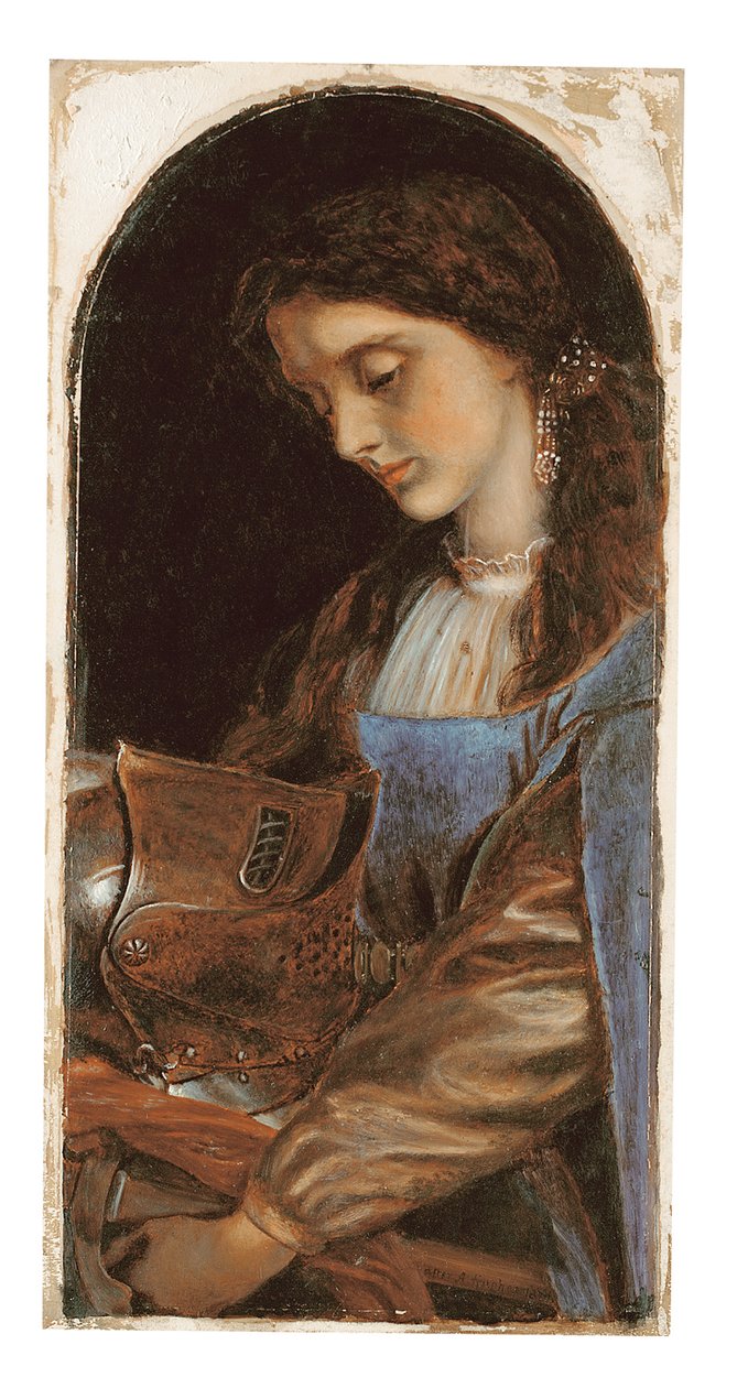 Elaine med Lancelots rustning, 1870 av Arthur Hughes