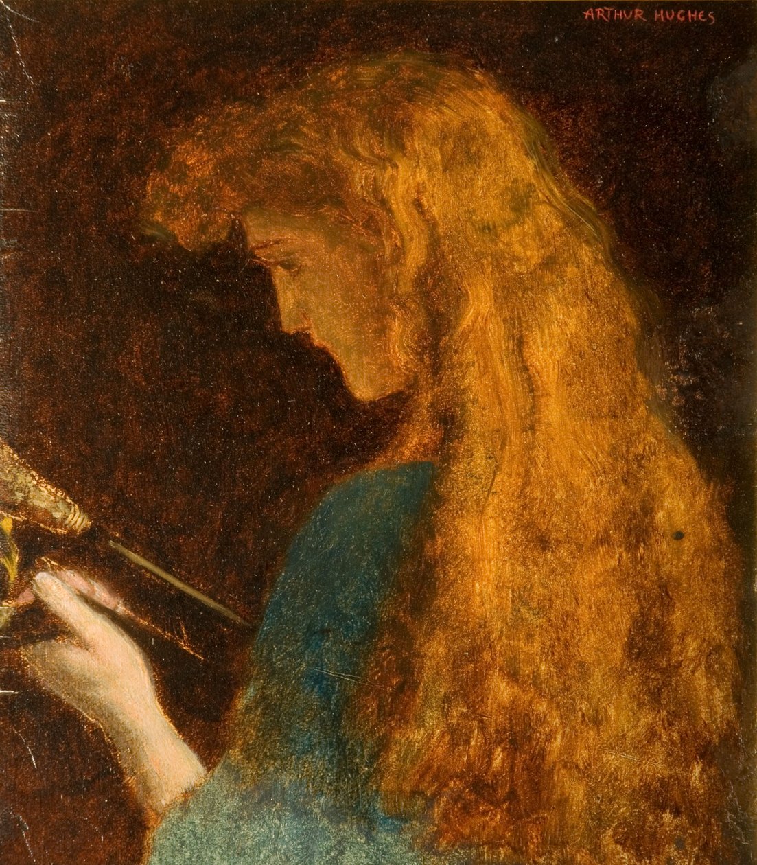 Studie av ett flickhuvud av Arthur Hughes