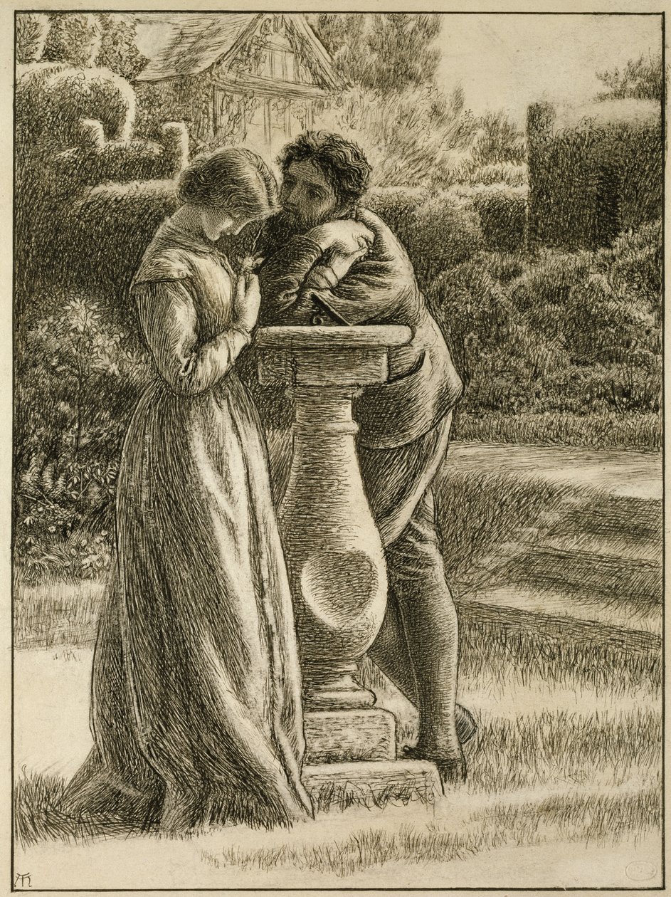 The Dial, 1800-talet (penna och bläck på papper) av Arthur Hughes