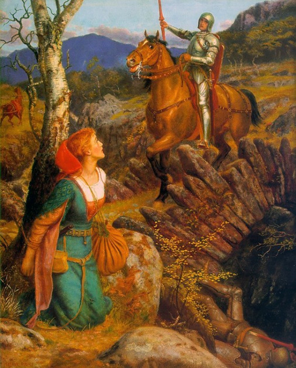Den rostiga riddarens störtande, ca 1894-1908 av Arthur Hughes