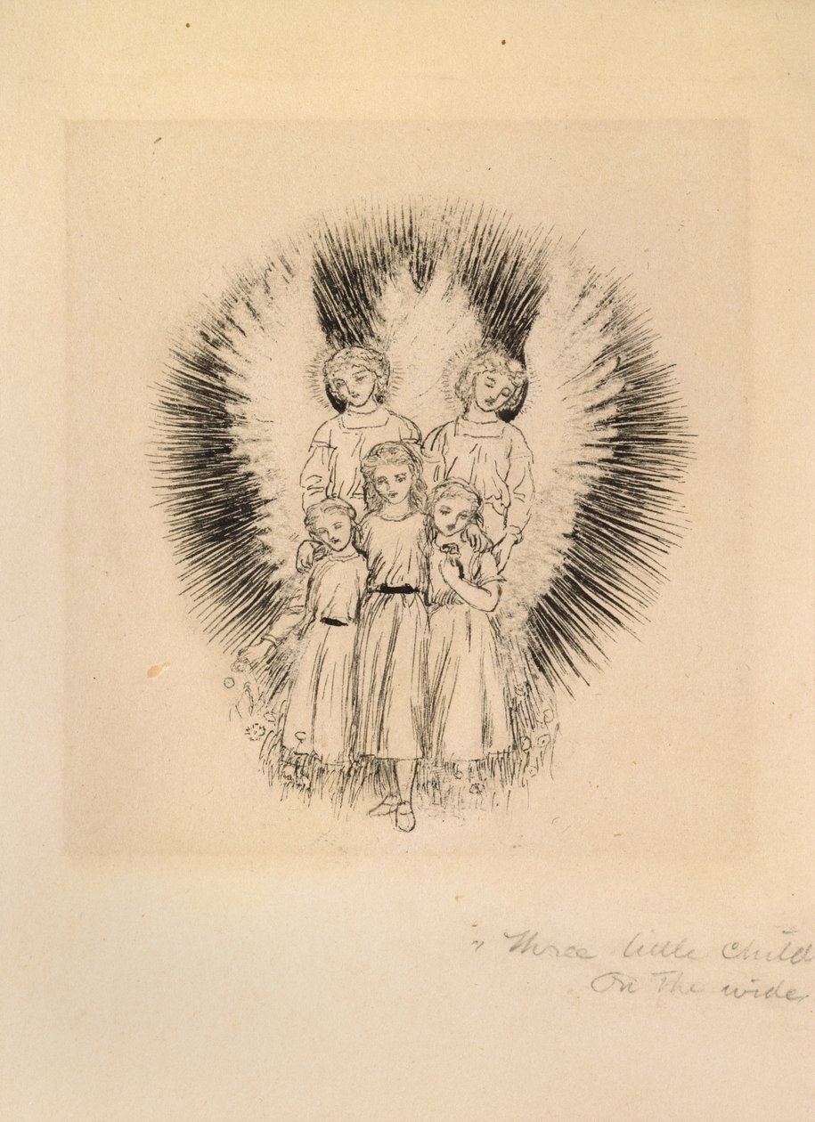 Tre små barn på den vida jorden, sent 1800-tal av Arthur Hughes