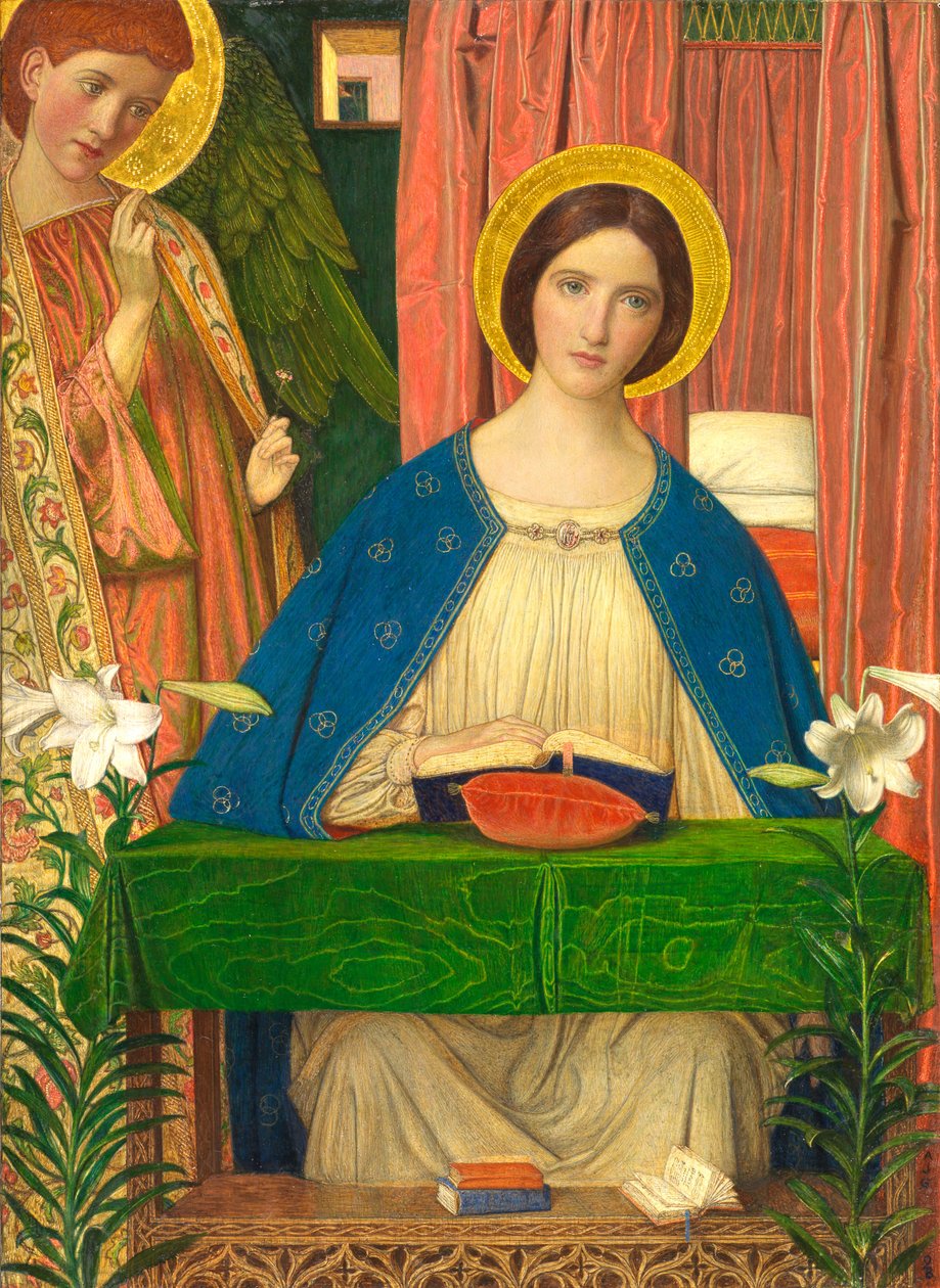 Bebådelsen (tempera med bladguld på upphöjd gesso med verktyg på träpanel) av Arthur Joseph Gaskin