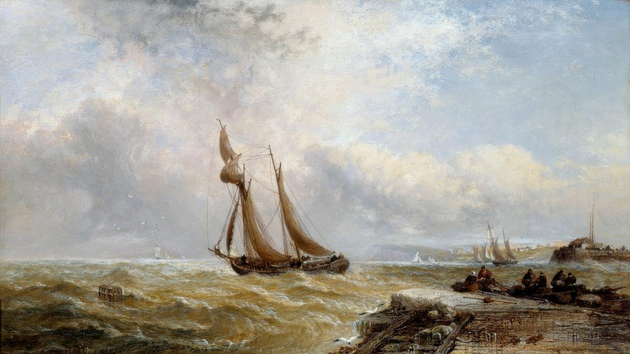 Coaster som lämnar hamn, hårt väder av Arthur Joseph Meadows