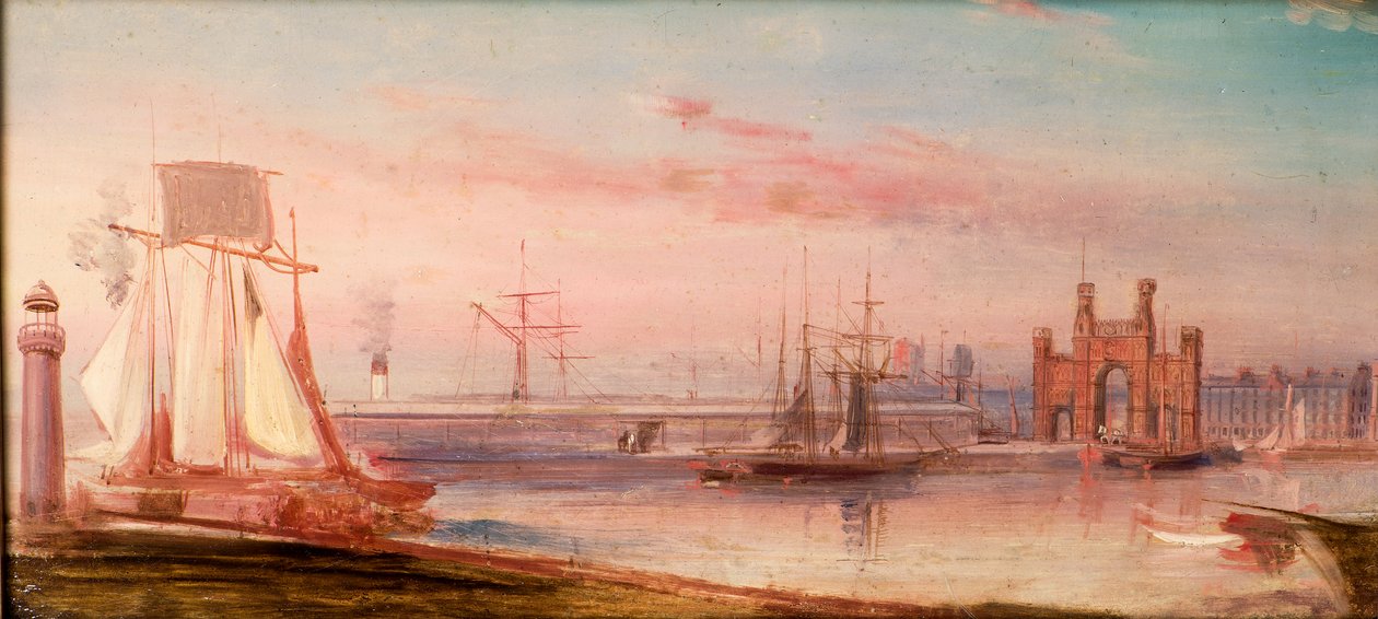 Earl Grey Dock, med skeppet "Sir Jamsetjee Family" av Arthur Lee
