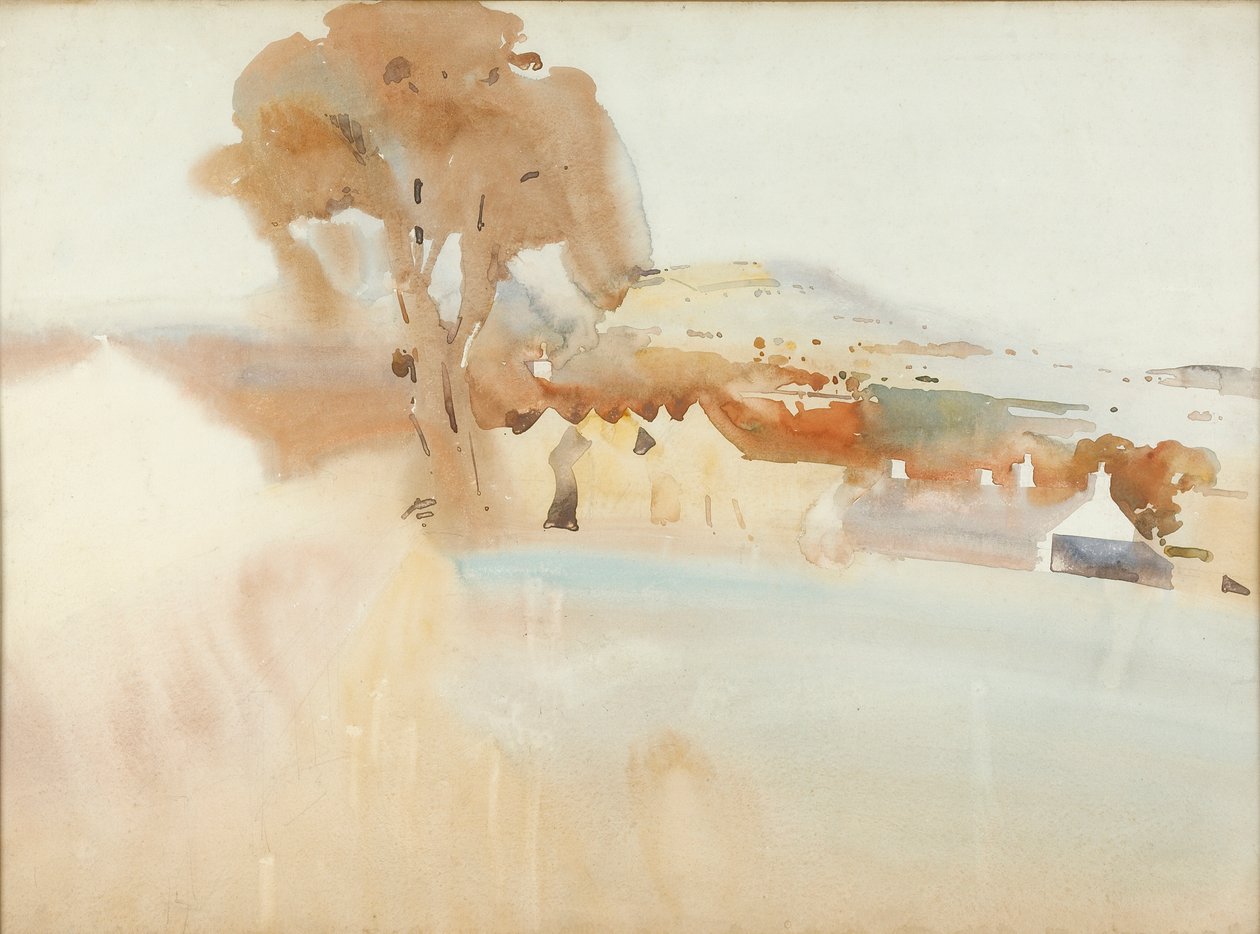 Scottish Farm vid en mynning (wc på papper) av Arthur Melville
