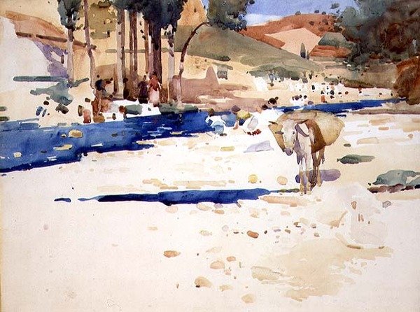 Tvättkvinnor på Darro (akvarell) av Arthur Melville