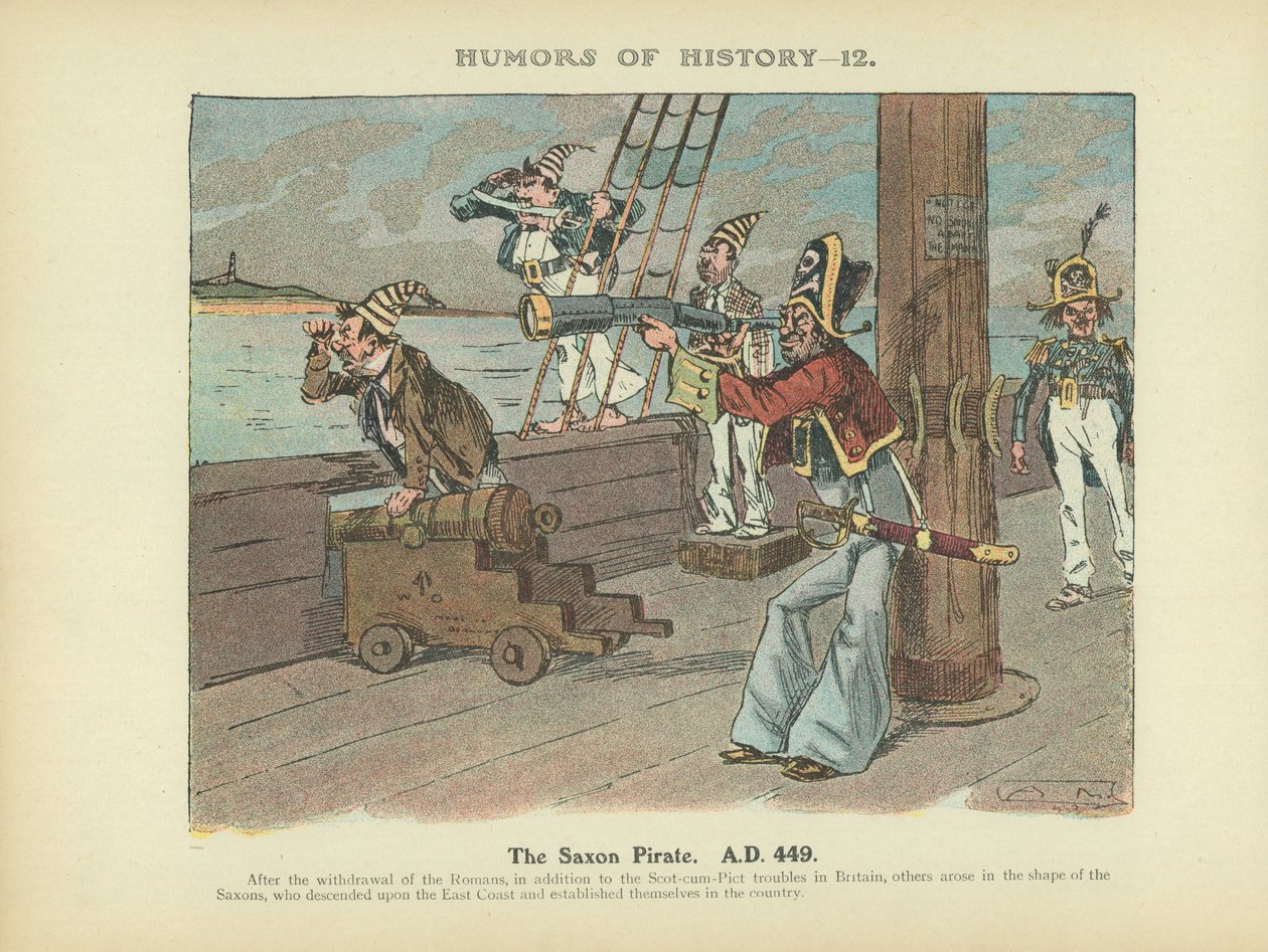Den saxiske piraten. A.D. 449 (färglitografi) av Arthur Moreland