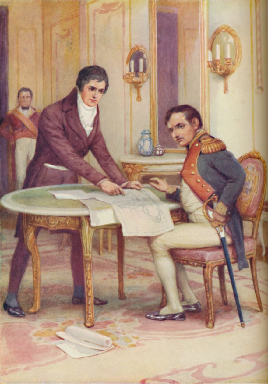 Fulton förklarar sin ubåt för Napoleon, c1925 av Arthur Percy Dixon