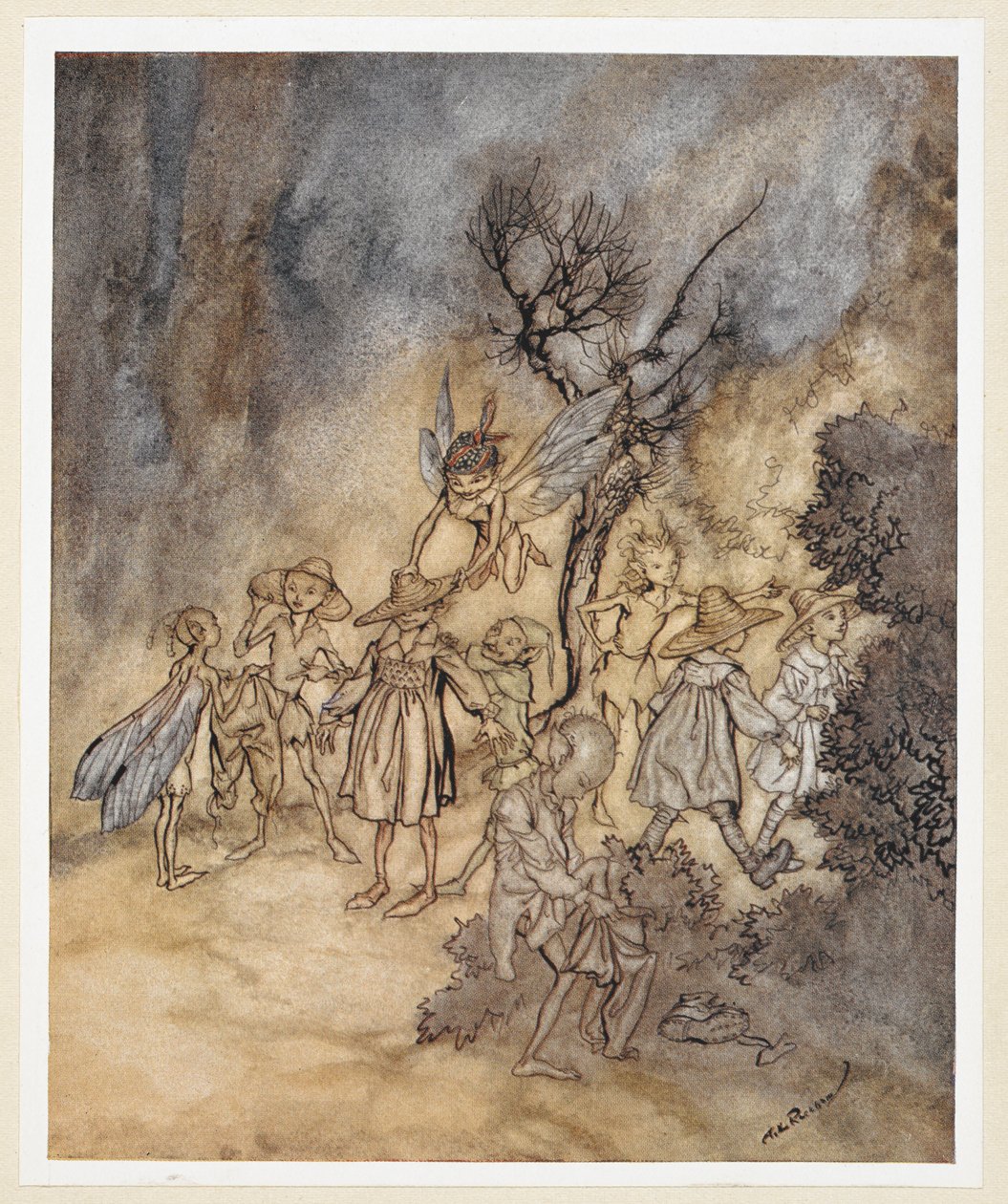 AKT IV: Scen I, rad 138 Gå in i vissa Reapers, ordentligt bebodda. Juno och Ceres skickar Iris för att hämta några nymfer och skördare för att utföra en countrydans. av Arthur Rackham