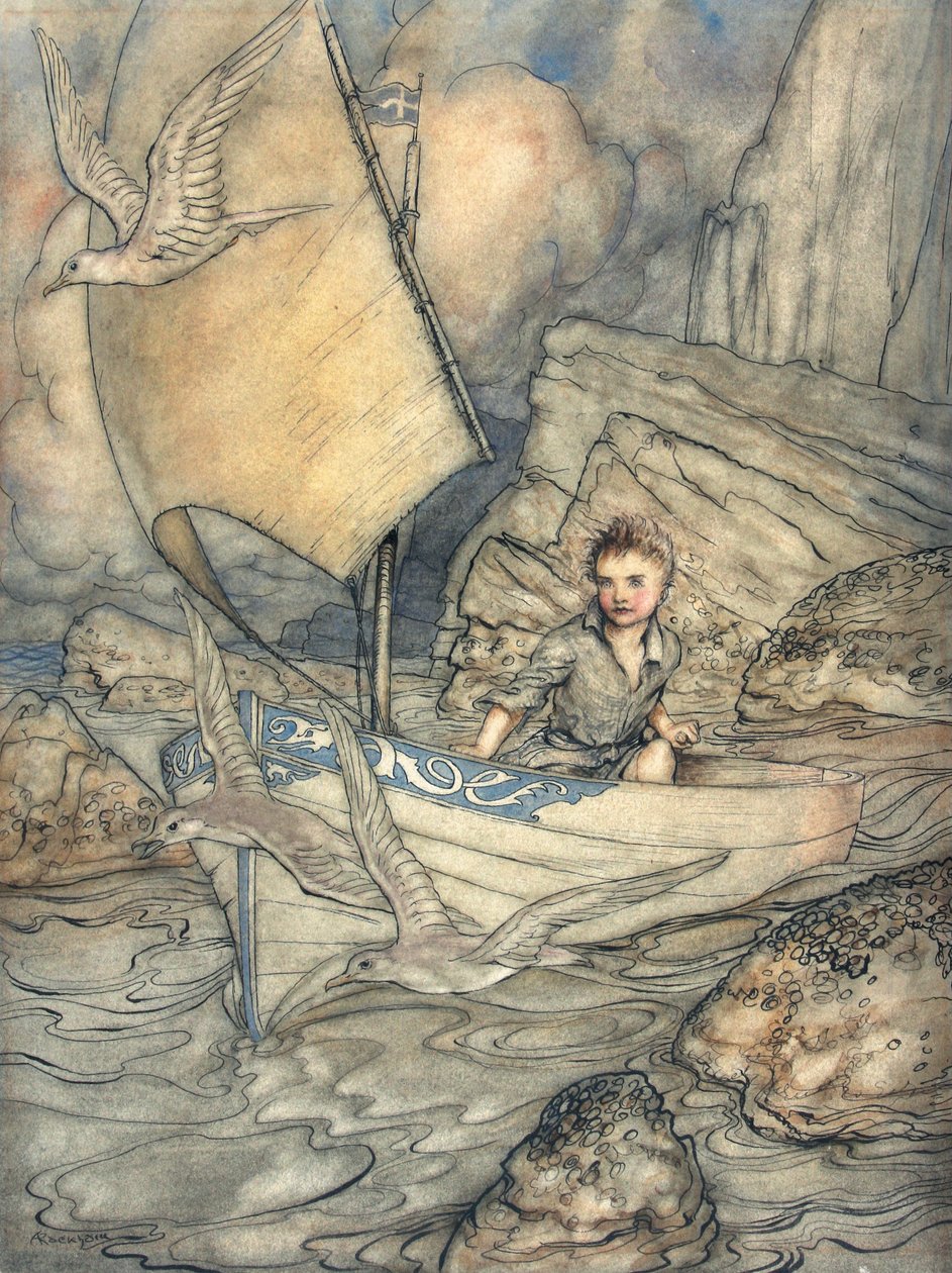 A Childs Future, illustration från The Springtide of Life: Poems of Childhood av Algernon Charles Swinburne, 1918 (penna & bläck och wc på papper) av Arthur Rackham