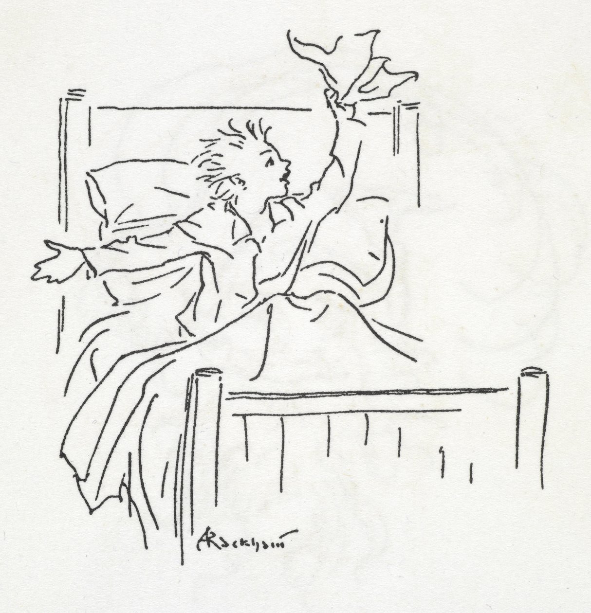 En pojke i sängen av Arthur Rackham