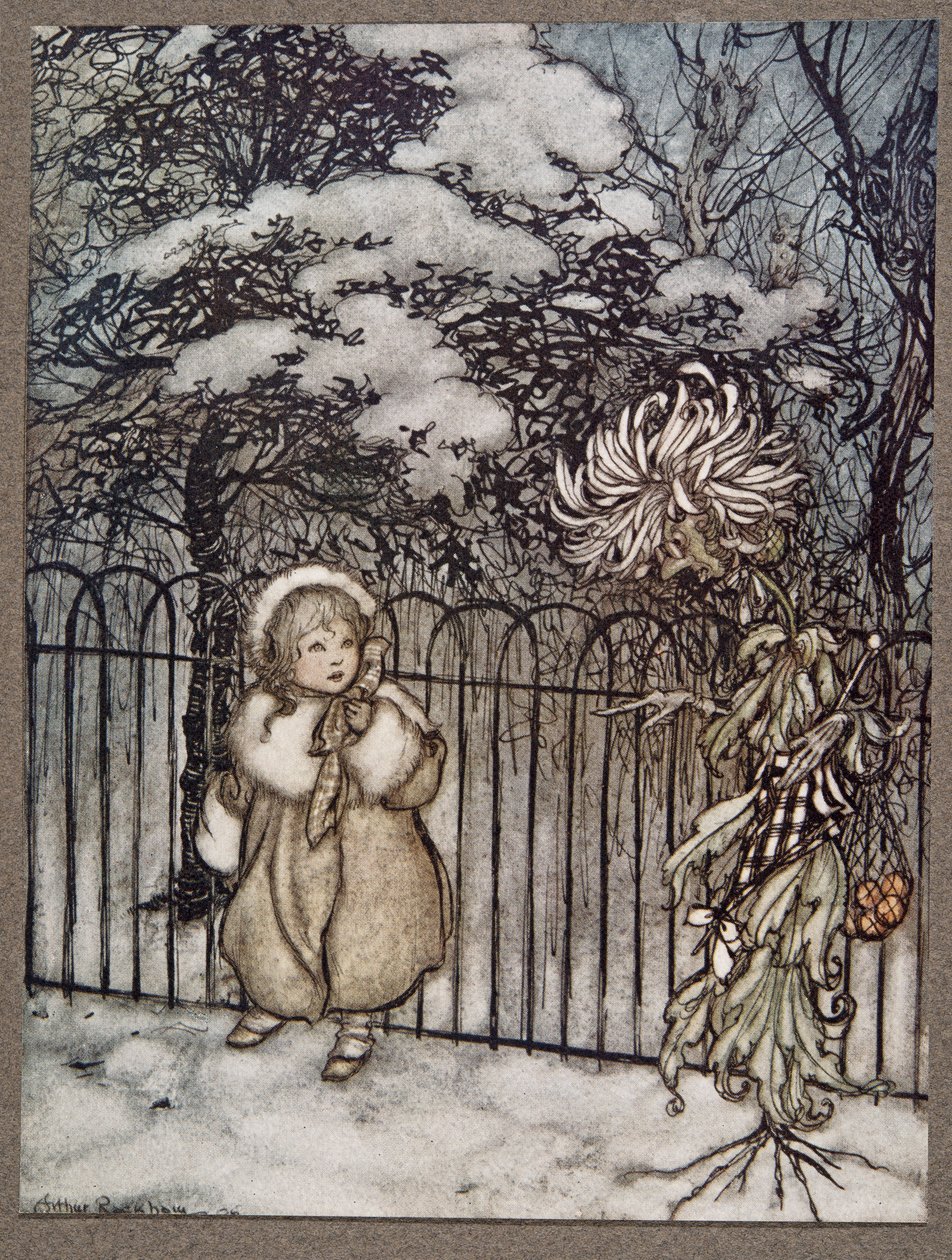 En krysantemum hörde henne och sa spetsigt, Hoity-toity, what is this?, från Peter Pan i Kensington Gardens av J M Barrie (1860 - 1937), pub. 1906 av Arthur Rackham