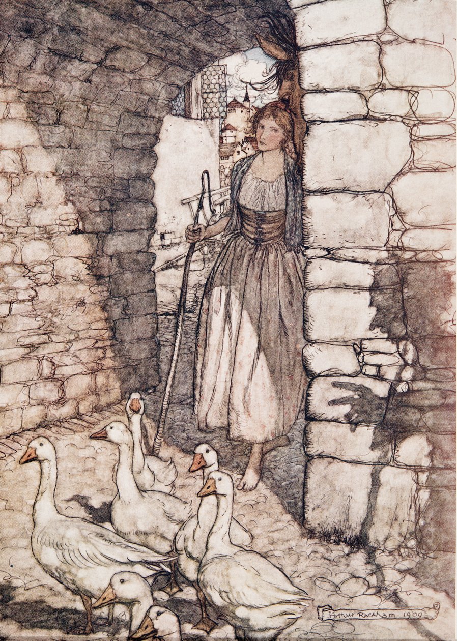 Ack! Kära Falada, där hänger du .. , från Bröderna Grimms sagor, pub. 1909 av Arthur Rackham