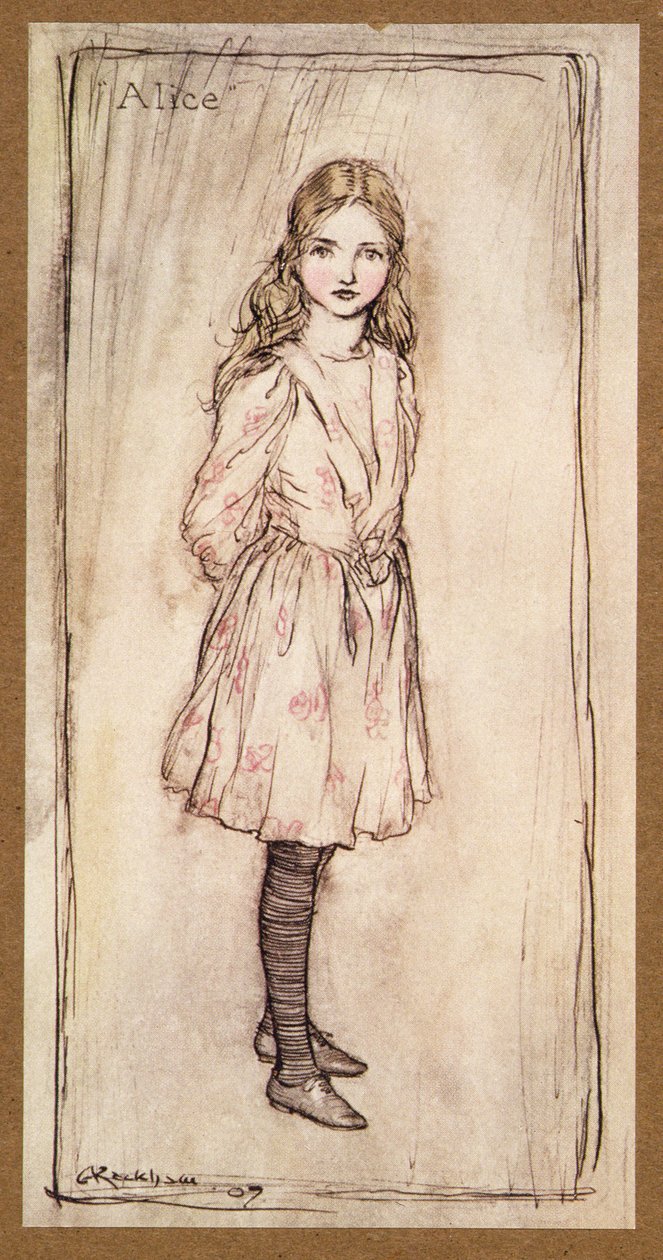 Alice, frontispice från Alices Adventures in Wonderland, av Lewis Carroll, pub.1907 av Arthur Rackham