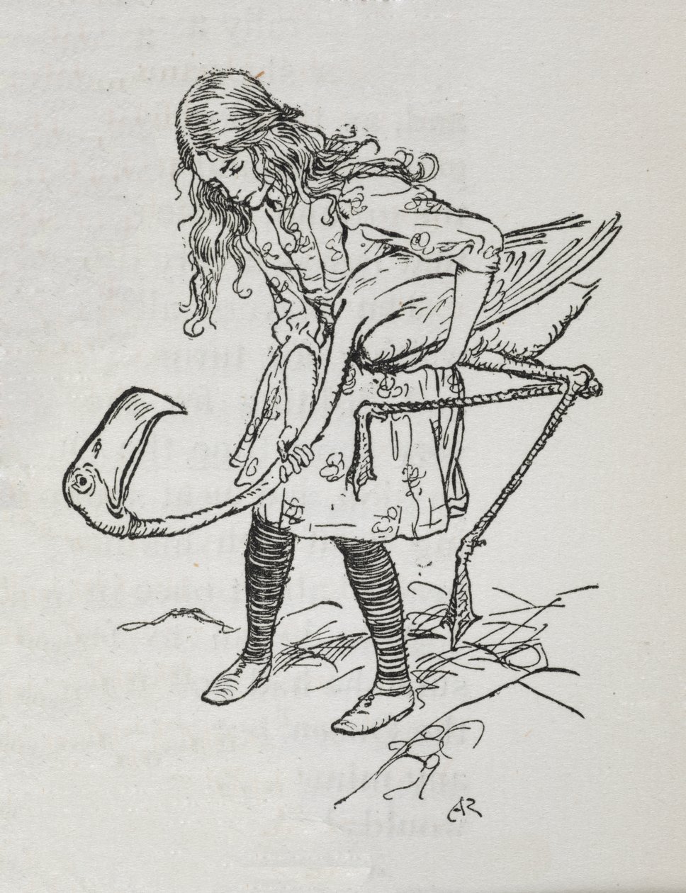 Alice spelar krocket med en flamingo av Arthur Rackham