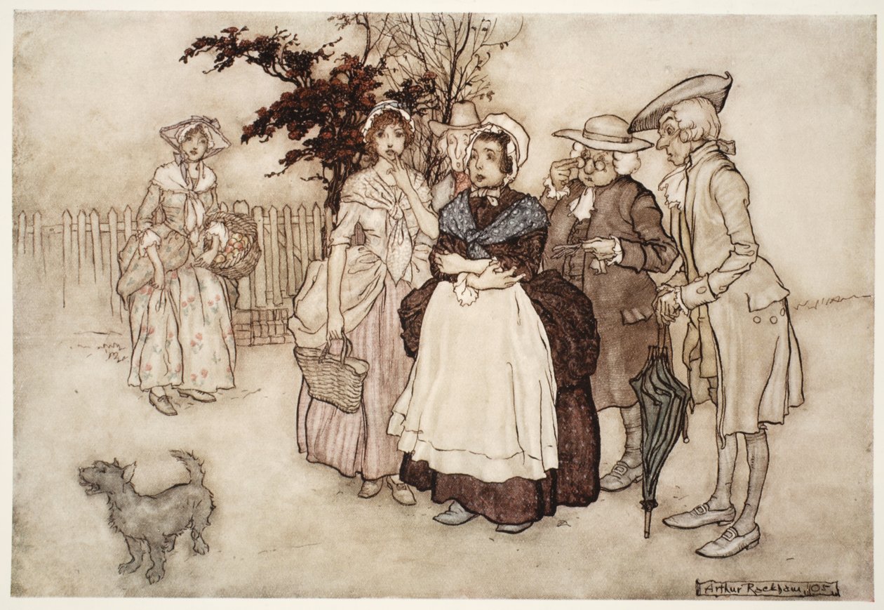 "All stod förvånad.", från Rip Van Winkle av Washington Irving, pub. 1910 (lito i färg) av Arthur Rackham