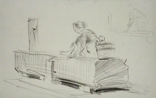 Vid pumpen (penna på papper) av Arthur Rackham