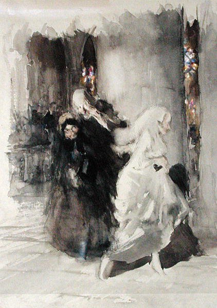 På bröllopet (akvarell på papper) av Arthur Rackham