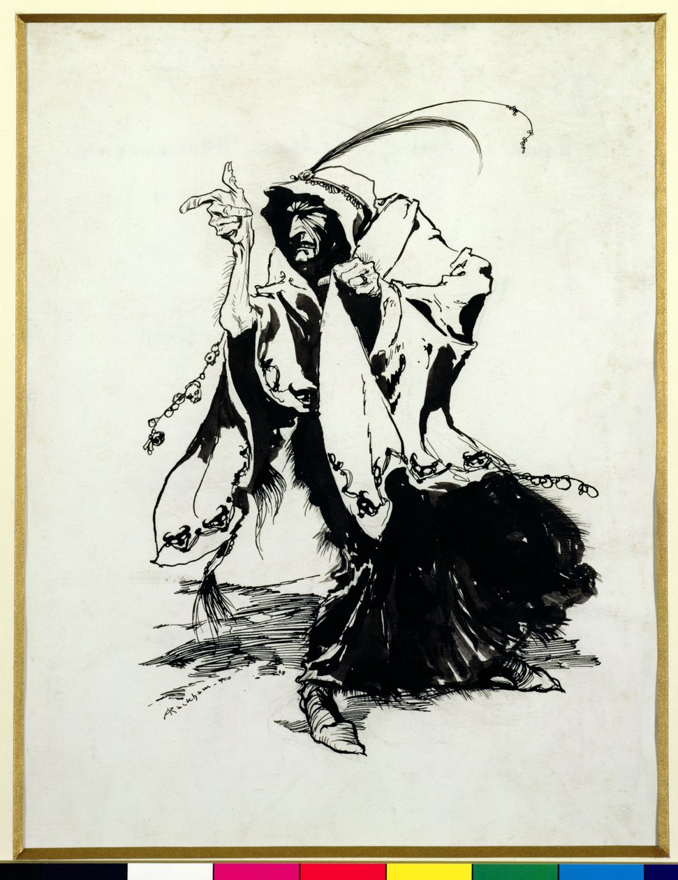 Briar Rose - The Thirteenth Fairy, illustration från Fairy Tales of the Brothers Grimm, översatt av Mrs Edgar Lucas, publicerad 1900 (penna och bläck & monokrom wc på papper) av Arthur Rackham