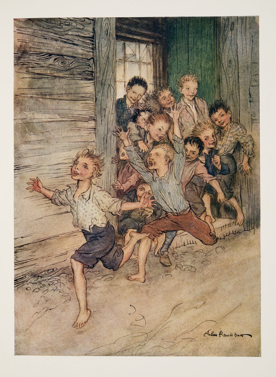 Spricker fram som en legion av unga imps, från The Legend of Sleepy Hollow av Washington Irving (1783 - 1859), pub. 1928 av Arthur Rackham