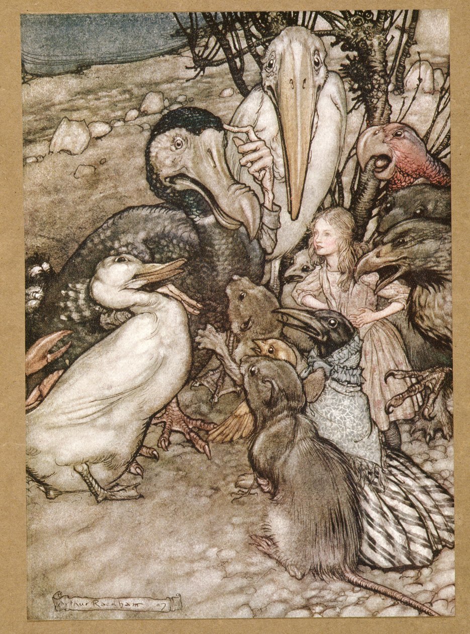 Men vem har vunnit? från Alices Adventures in Wonderland, av Lewis Carroll, pub.1907 av Arthur Rackham