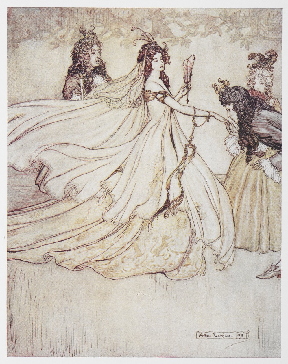 Askungen (Aschenputtel) i balklänning. av Arthur Rackham