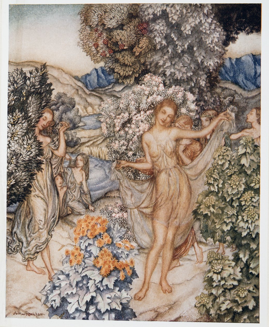 Kom, temperera nymfer och hjälp till att fira ett kontrakt om sann kärlek, illustration från William Shakespeares The Tempest, pub. 1926 av Arthur Rackham