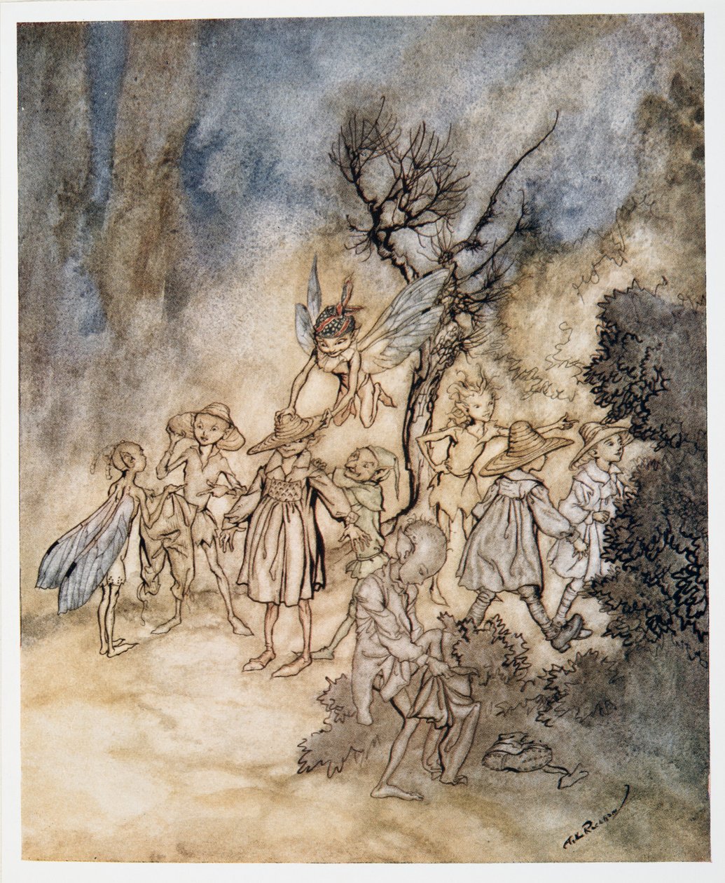 Ange vissa skördare, ordentligt bebodda, illustration från William Shakespeares The Tempest, pub. 1926 av Arthur Rackham