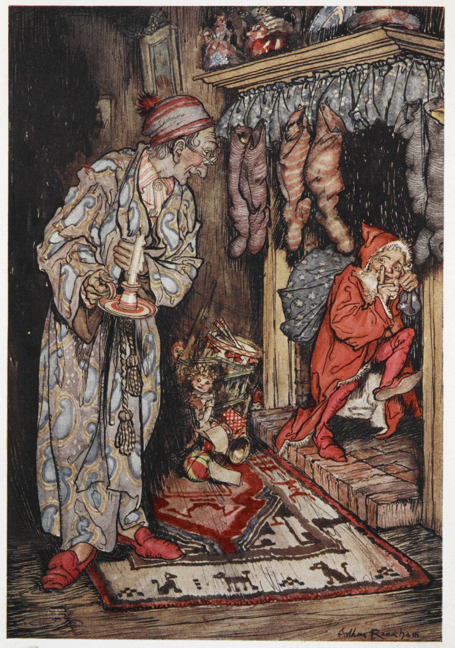 Jultomten levererar presenter på julafton av Arthur Rackham